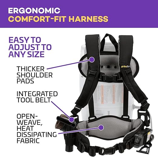 ProTeam Commercial Backpack Vacuum Cleaner, ProVac FS 6 Vacuum Backpack with HEPA Media Filtration and Residential Cleaning Service Kit, 6 Quart, Corded
