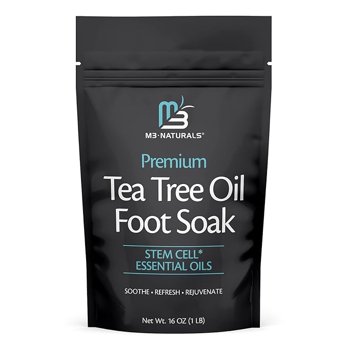 Tea Tree Oil Foot Soak and Epsom Salts for soaking | Foot Spa and Remedy for Athletes Foot, Stinky Feet, and Foot Soak for Dry Cracked Feet | Detox Foot Soak and Tea Tree Oil for Healthy Toenails 16oz