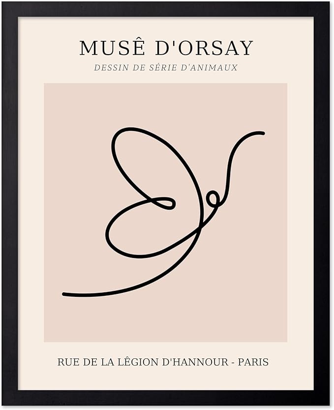 Poster Master Vintage Poster - Retro One Line Butterfly Drawing Print - Butterfly Line Art - Minimal Gift for Him, Her, Animal Lover - Abstract Decor for Home, Office, 24x32 Unframed Wall Art