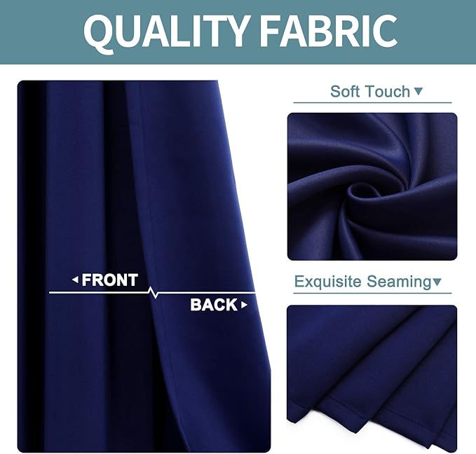 ChrisDowa Blackout Curtains 120 Inches Long 2 Panels Set for Living Room, Grommet Thermal Insulated Room Darkening Curtains for Bedroom (Navy Blue, 52 x 120 Inch)