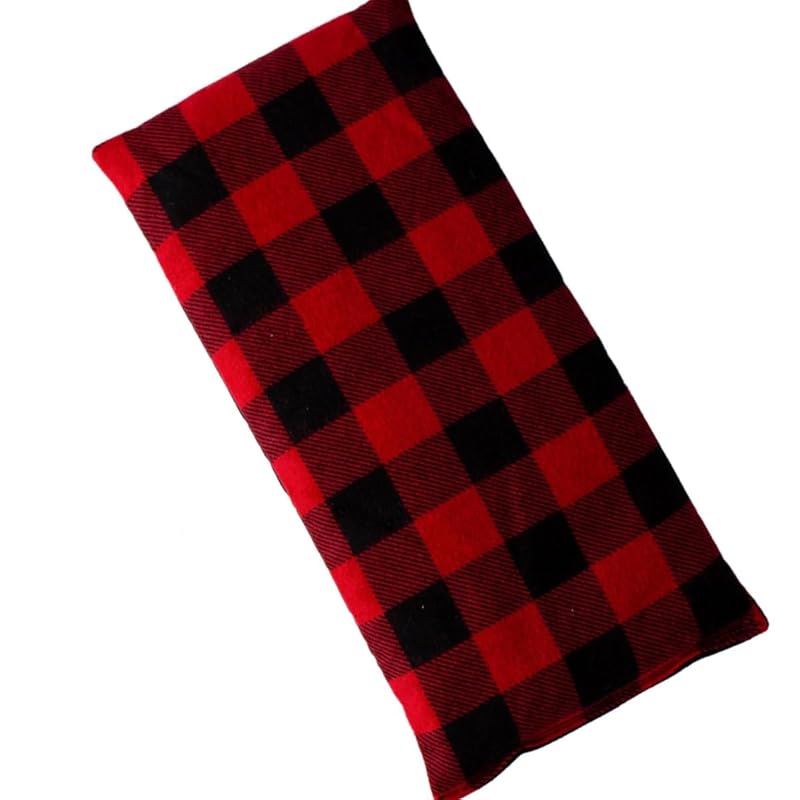 Large Microwave Heating Pad with Flax Seed, Scented or Unscented, Good For Back Pain or Cramps, Moist Heat Therapy or Ice Pack, Microwavable Bean Bag, 6" x 12" (Red and Black, No Added Herbs)