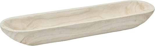 Creative Co-Op Decorative Paulownia Wood Tray, White
