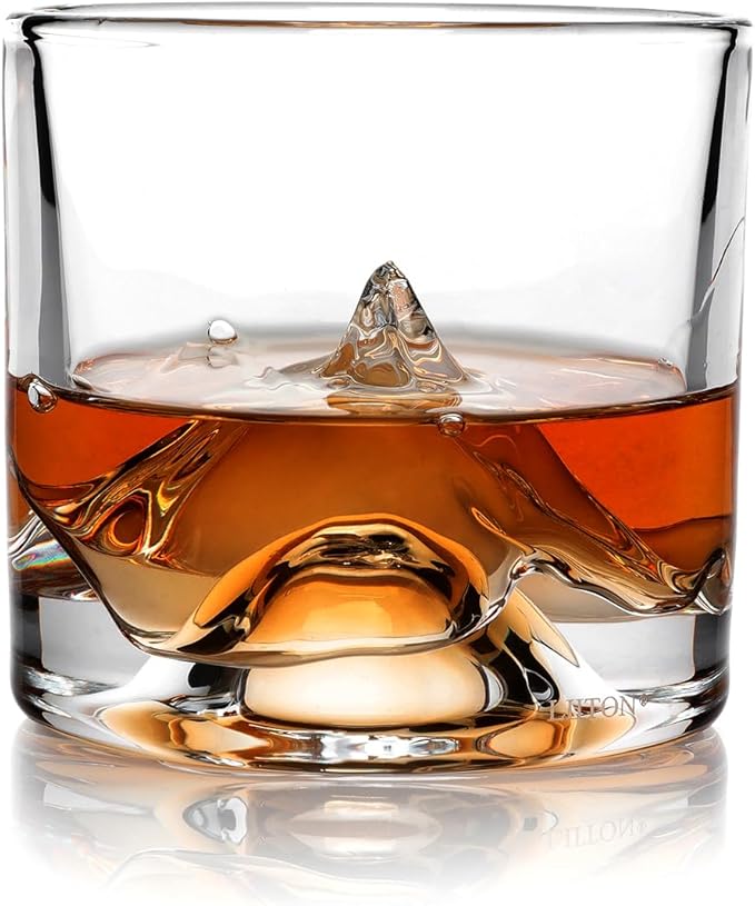 K2 Nepalese Heavy Crystal Whiskey Glasses Gift Set of 2, Thick Freezable Bourbon Glass 1lb Each, Premium Whiskey Gifts for Men, Frozen Crystal Chills Cocktails, 10 oz