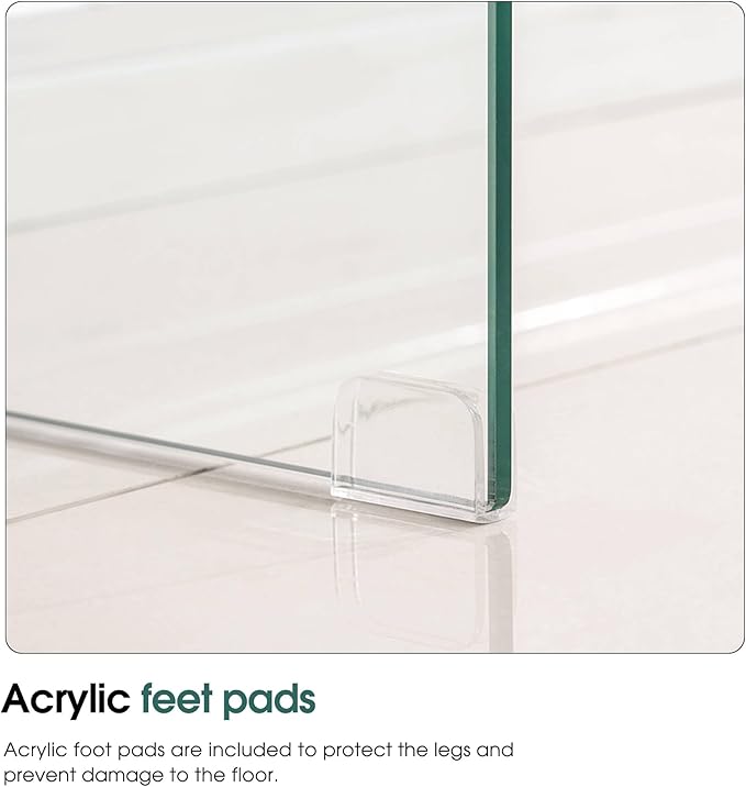 ivinta Glass Entry Table with Storage, 39.4" Modern Console Table for Living Room, Foyer, Hallway, Bedroom 5101 (White)
