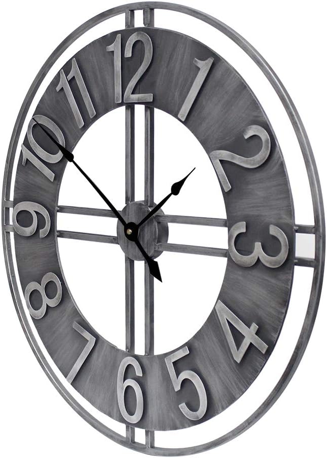 24 inch Large Wall Clock Decorative Metal Retro Oversized Clocks Decor for Home Farmhouse Living Room