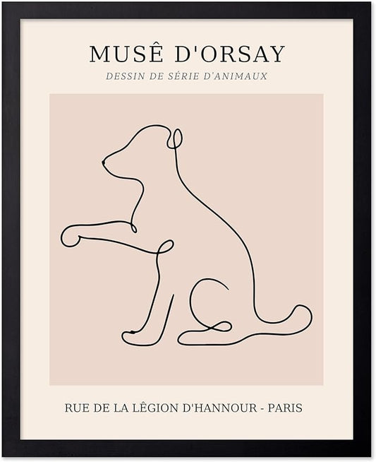 Poster Master Vintage Poster - Retro One Line Dog Drawing Print - Dog Art - Minimal Gift for Men, Women, Animal Lover - Abstract Wall Decor for Home, Office, Bedroom - 16x20 UNFRAMED Wall Art
