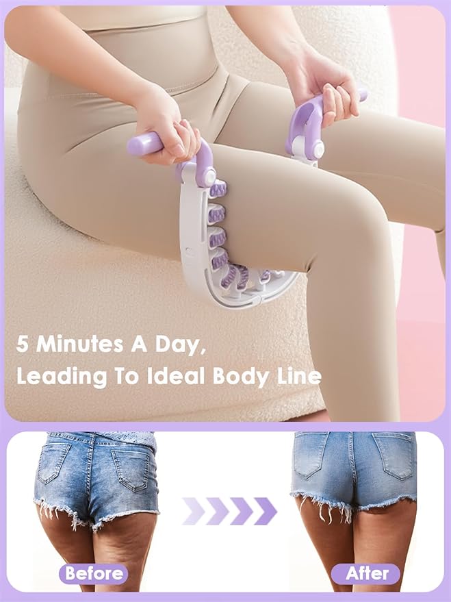 Anti Cellulite Massager Roller w/Detachable Roller Handles for Whole Body, Leg, Lumbar, Shoulder, Back, Arm Massage Stretch Roller Swelling Release Stress Relief Yoga Goods Dieting Equipment