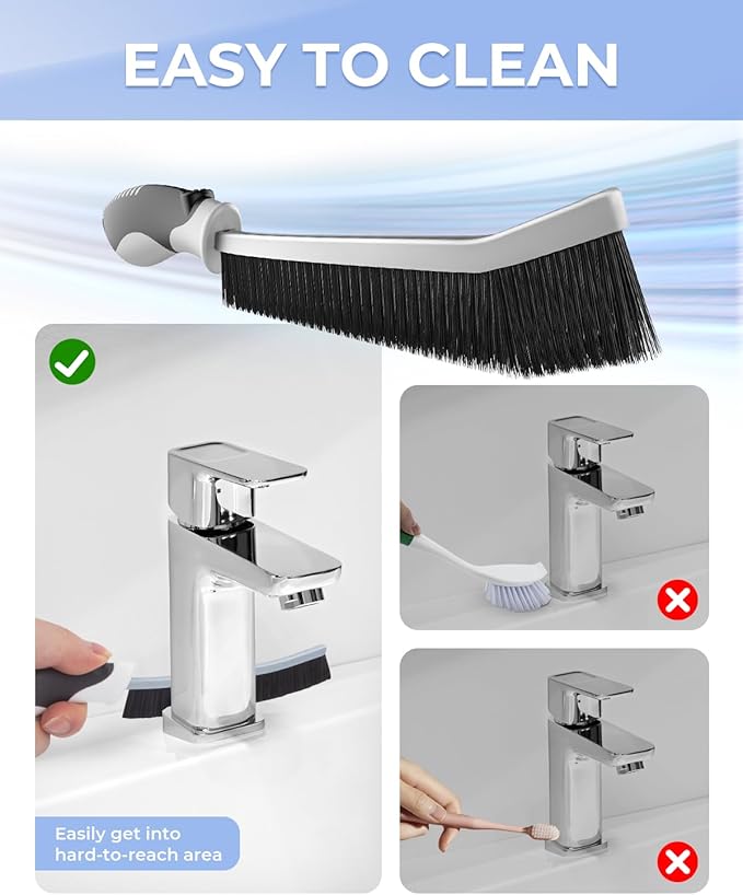 Crevice Cleaning Brushes, Scrub Brush for Hard to Reach Small Space, Home Essentials, Cleaning Supplies, Cleaning Tools for Household Use, Bathroom, Shower, Kitchen, Toilet, Window (3, Green)
