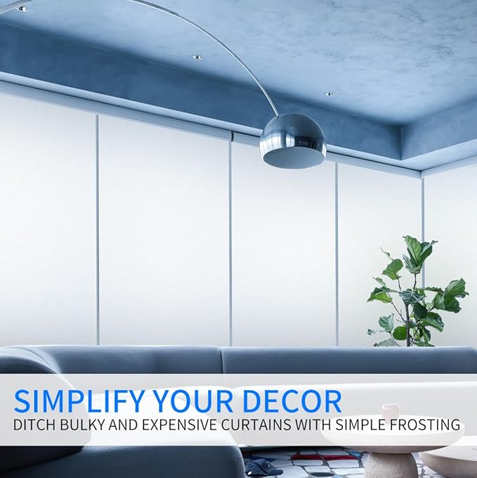 Window Privacy Film with Installation Tools, Static Cling, Anti UV, Heat Control, Ideal for Home Shower Office Glass Door (White Frosted, 17.5X78.7Inch)