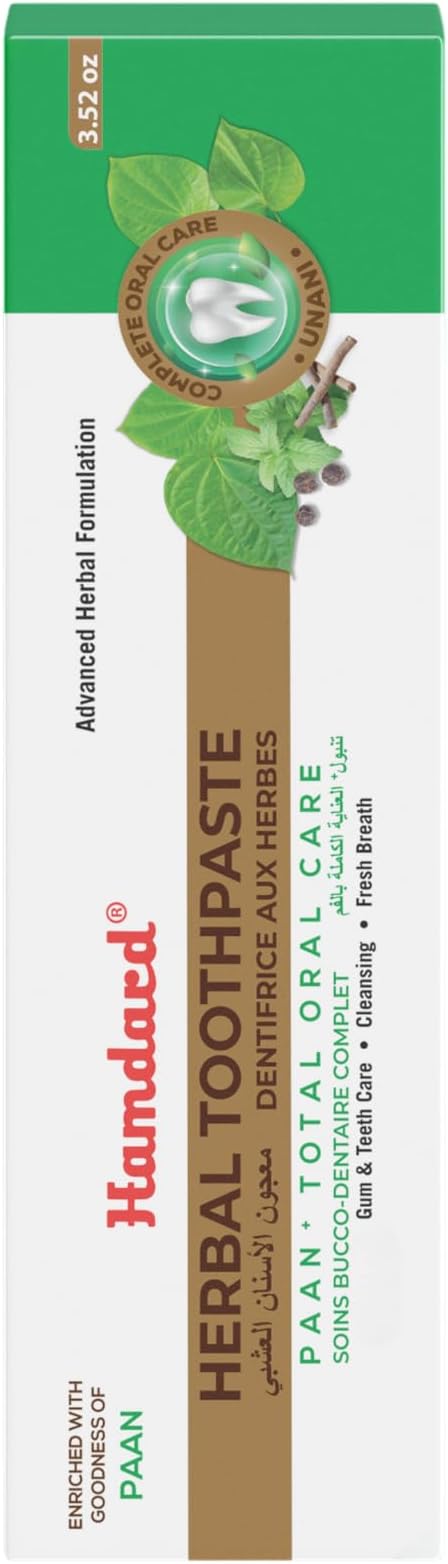 Hamdard Paan Total Oral Care Toothpaste – 100g (Pack of 3) | Herbal Ayurvedic Toothpaste with Paan Flavor | Fluoride-Free | Gum Care, Fresh Breath & Natural Oral Hygiene 100g (Pack of 3)