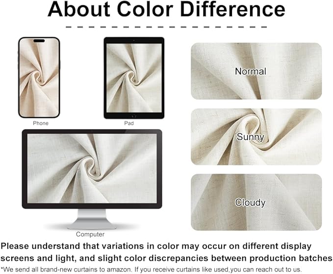 Vision Home Natural Pinch Pleated Full Blackout Curtains Linen Blended Room Darkening Window Curtains 120 inch for Living Room Bedroom Thermal Insulated Pinch Pleat Drapes with Hooks 60" Wx120 Lx1