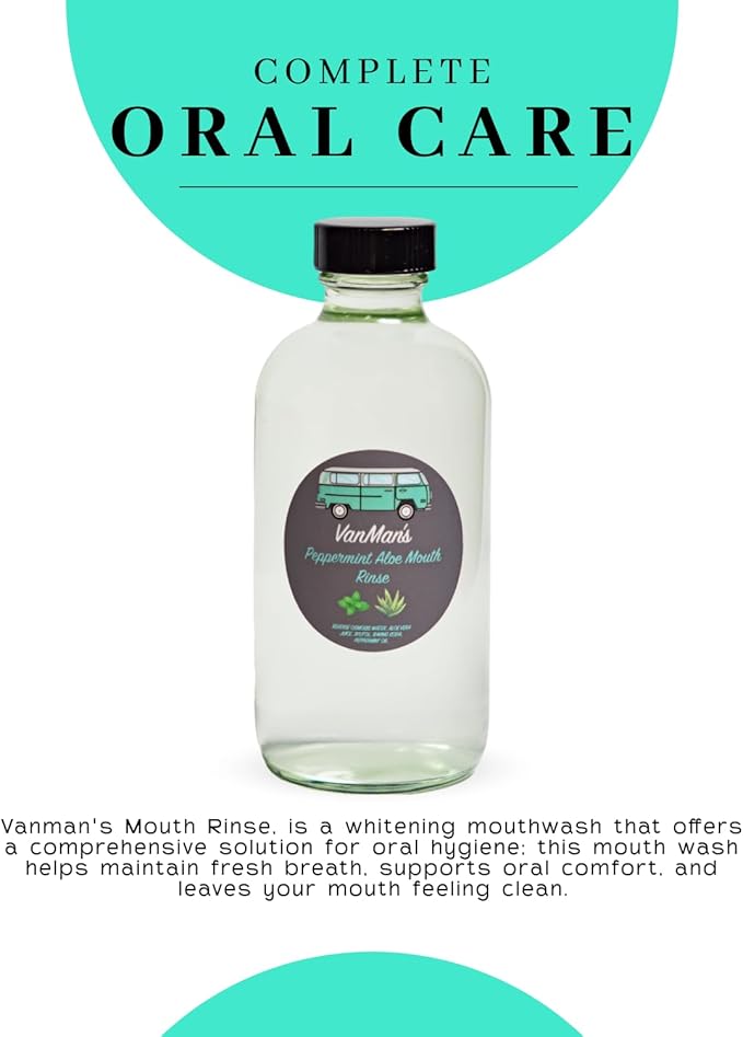 Vanman's - VanMan's Peppermint Aloe Mouth Rinse (8 Ounce) - Aloe, Fresh Mint Remineralizing Mouthwash for Gum Health, Bad Breath and Dry Mouth