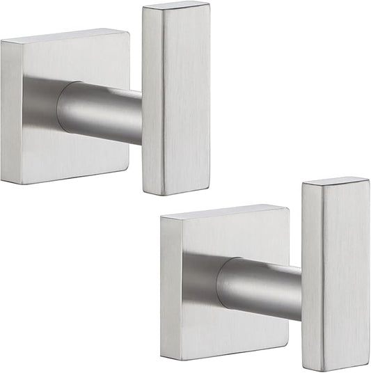 Angle Simple Bathroom Towel Hook 2 Pack, SUS304 Stainless Steel Bath Robe Holder, Modern Coat Hook Wall Mounted, Brushed Nickel