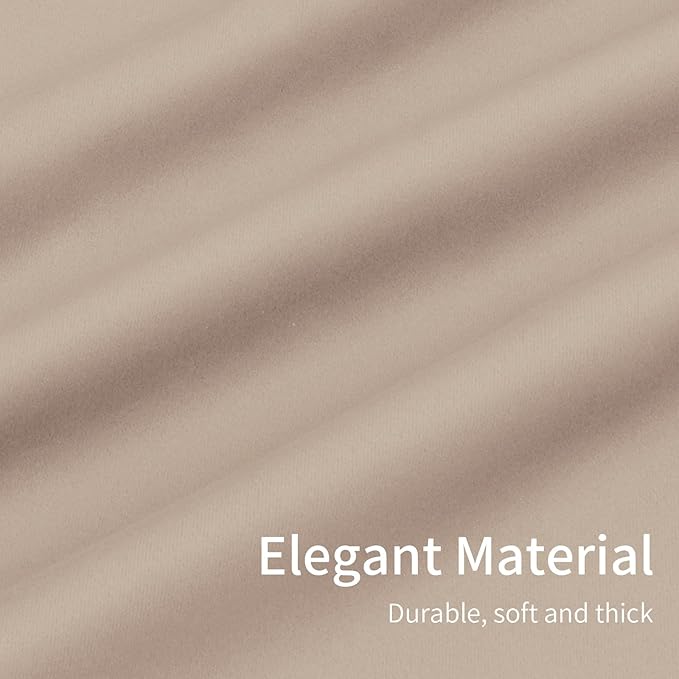 Easy-Going Blackout Curtains for Bedroom, Solid Thermal Insulated Grommet and Noise Reduction Window Drapes, Room Darkening Curtains for Living Room, 2 Panels(46x63 in, Beige)