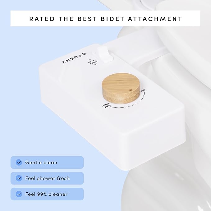 TUSHY Classic 3.0 Bidet Seat Attachment - A Non-Electric Self Cleaning Water Sprayer with Adjustable Water Pressure Nozzle, Angle Control & Easy Home Installation (Biscuit/Platinum)