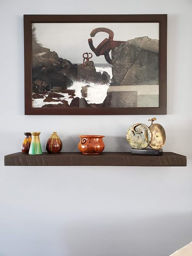 Joel's Antiques - 42 Inch Wooden Floating Shelves for Wall - 42x8x2 in - Made of Natural Wood - Heavy Duty Rustic Wall Shelves for Bedroom - Perfect for Living Room, Kitchen - Mocha