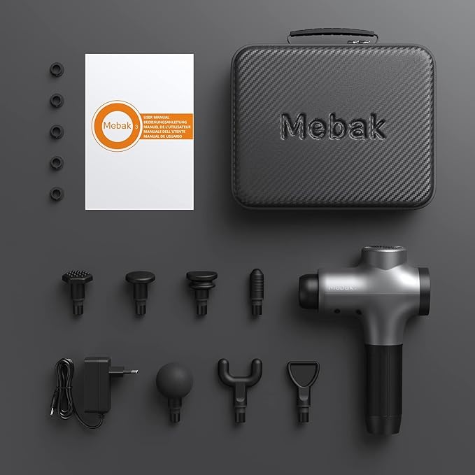 Mebak 3 Massage Gun, Massage Gun Deep Tissue for Athletes, Professional Muscle Percussion Massage Gun,Massager Gun for Shoulder Leg Back Body Pain Relief,Quiet Portable Sport Massager, Gifts for Him