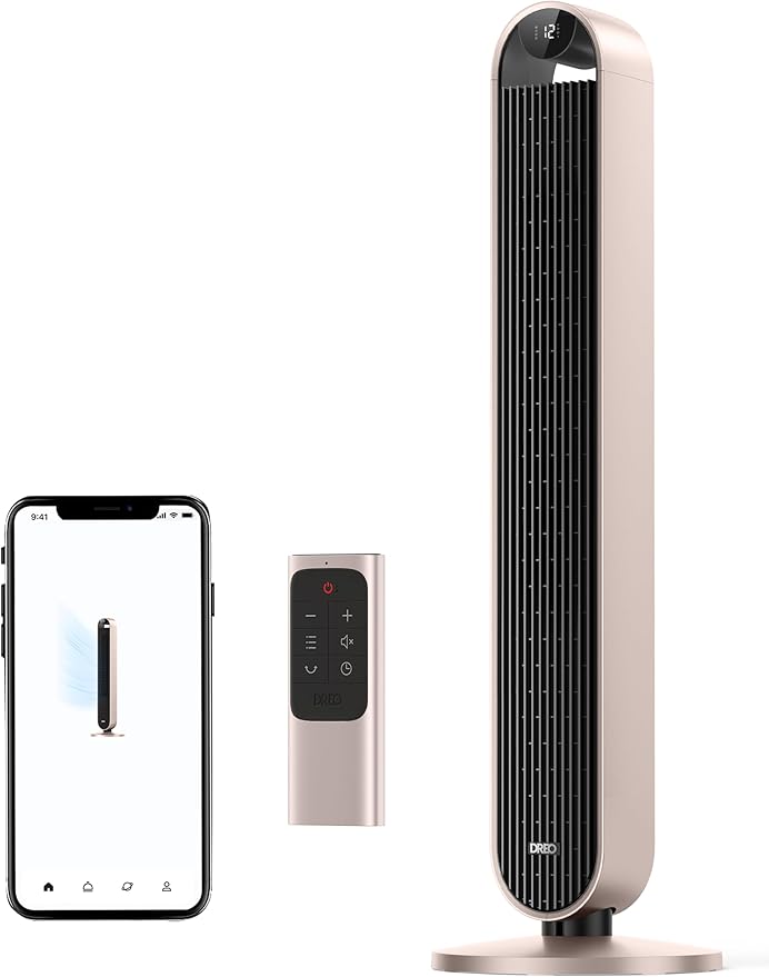 Dreo Smart Tower Fan Voice Control, 120° Oscillating Fan Works with Alexa/Google/App/Remote, 42 Inch, 25dB Quiet DC Bladeless Fan for Bedroom,12 Speeds, Floor Fan for Home, Office, Pilot Max S