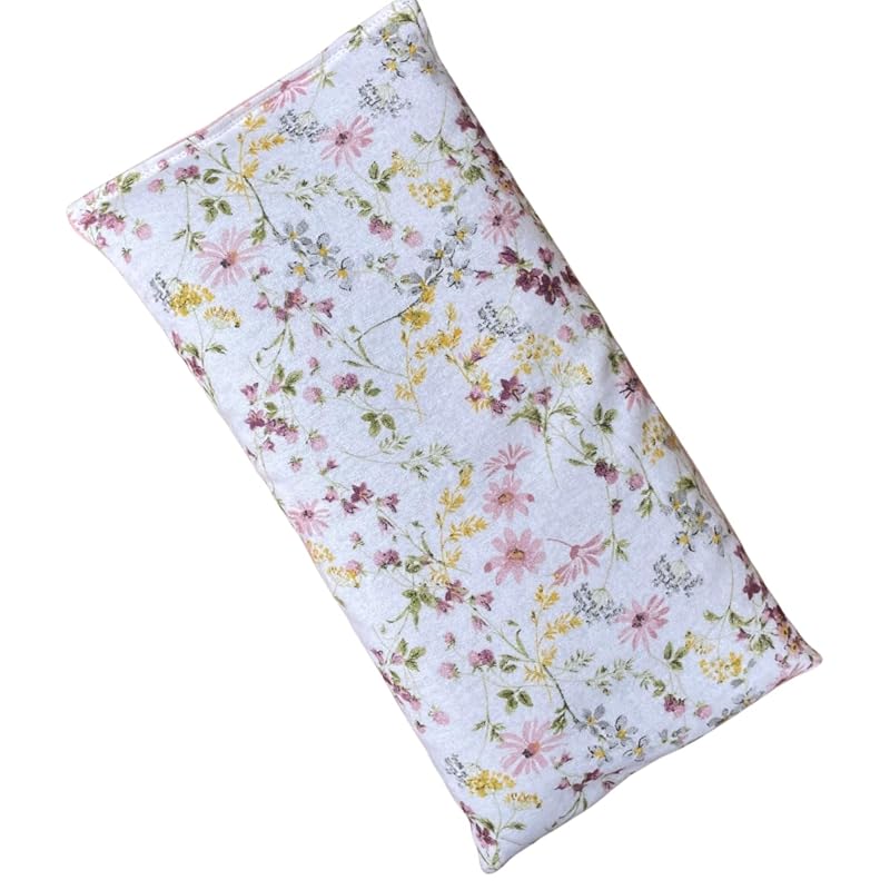 Large Microwave Heating Pad with Flax Seed, Scented or Unscented, Good For Back Pain or Cramps, Moist Heat Therapy or Ice Pack, Microwavable Bean Bag, 6" x 12" (Flannel Floral, Peppermint)