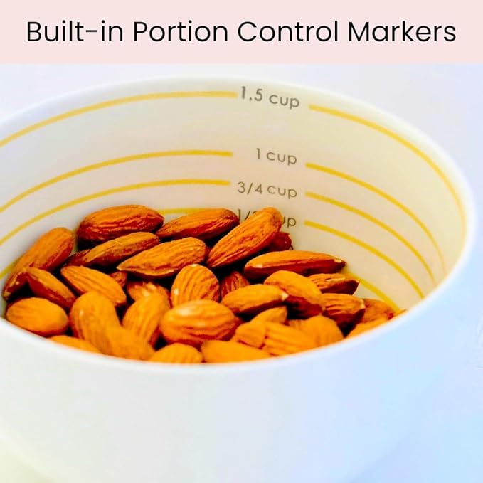 Uba Portion Control Bowl (Porcelain) for Measuring, Bariatric Diet, Diabetes & Healthy Eating (2 Pack)