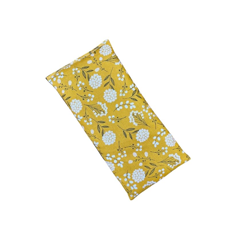 Large Microwave Heating Pad with Flax Seed, Scented or Unscented, Good For Back Pain or Cramps, Moist Heat Therapy or Ice Pack, Microwavable Bean Bag, 6" x 12" (Mustard Floral, Chamomile)