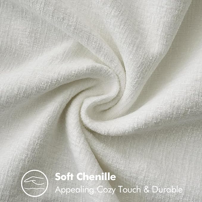 MIULEE Pack of 2 Christmas Pillow Covers 18x18 Inch Pure White Farmhouse Decorative Throw Pillow Covers with Stitched Edge Soft Chenille Solid Dyed Couch Pillow Covers for Sofa Bed Living Room