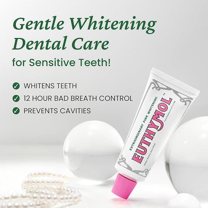 EUTHYMOL Whitening Toothpaste (3.7fl oz*3, Pack of 3) - Stain Removal in 2 Weeks, Long-Lasting Freshness for Sensitive Gum & Teeth. Bad Breath, Cavity Prevention. Recyclable Aluminum Tube