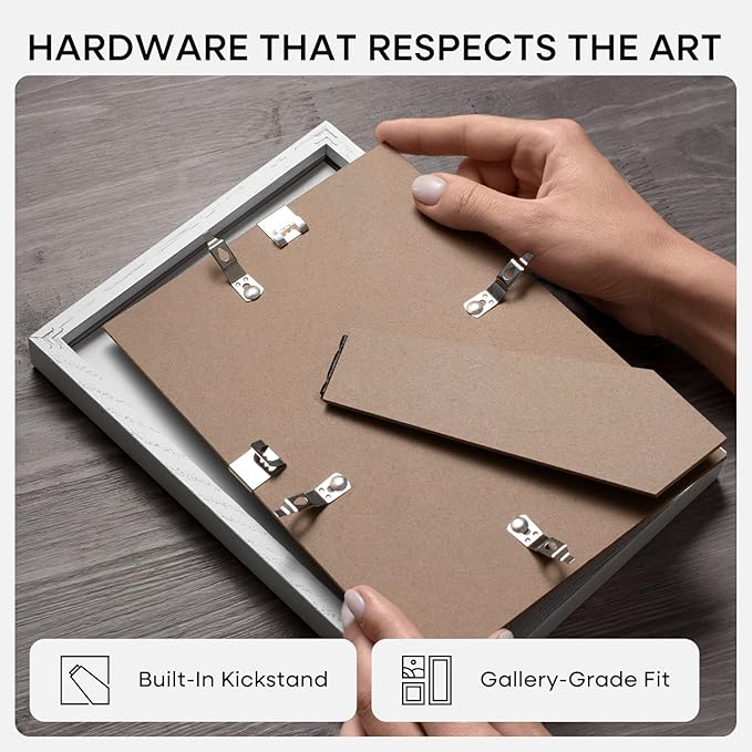 Homeforia 8x10 Picture Frame White, High End Oak 8 x 10 Wooden Frames with Mat 5 by 7 Print, 8x10 Wood Frame Matted to 5x7 inch Photo, 8by10 Wall or Tabletop Frames, Tempered Glass, Wall Kit, Set of 1
