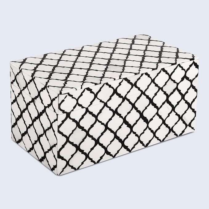 Handicrafts Home Handmade Moroccan Pattern Inspired Decorative Box - Large Storage Organizer for Neck Chains, Watches, Memory Keepsakes - Boho Style Treasure Box, Multipurpose Gift - B&w, 10x5x5