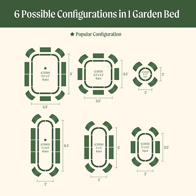 Vego garden 32" Extra Tall Raised Garden Bed Kits, 6 in 1 Modular Raised Planter Box for Vegetables Flowers Fruits Oval Metal Raised Garden-Olive Green