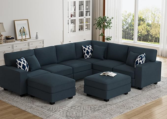 L Lengend Vansen Modular Sectional Sofa U Shaped Couch with Ottoman Modern Reversible Corner Sectional Couch for Living Room (Charcoal, U Shaped Sofa-3)