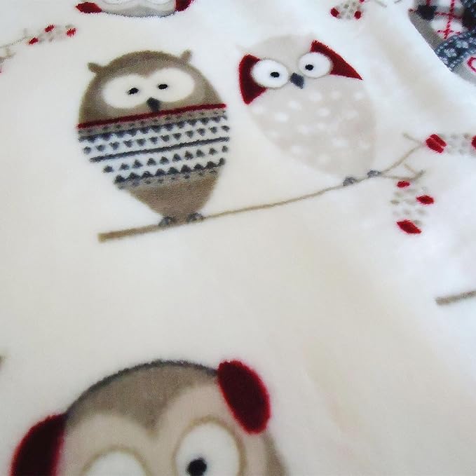 UKELER Flannel Sherpa Throw 60'' x 50''- Owl Printed Soft Plush Flannel Blanket Throws for Bed/Couch/Sofa/Office/Camping