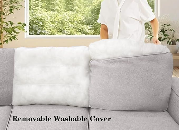 L Lengend Vansen Modular Sectional Sofa U Shaped Couch with Ottoman Modern Reversible Corner Sectional Couch for Living Room (Light Grey, U Shaped Sofa-5)