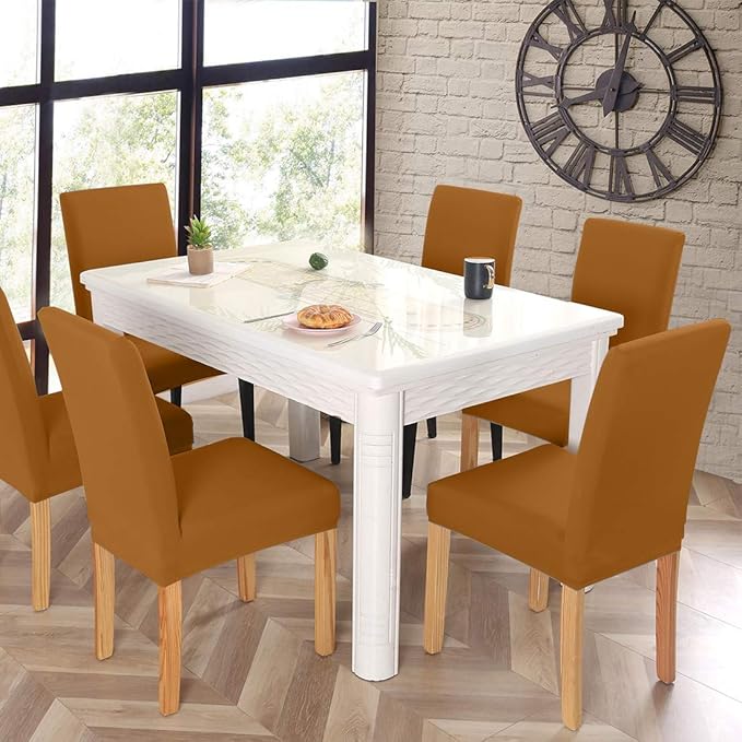 JQinHome 4 Pcs Dining Chair Slipcover, High Stretch Removable Washable Chair Seat Protector Cover for Home Party Hotel Wedding Ceremony