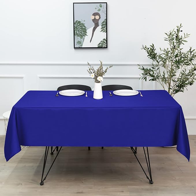 sancua Rectangle Tablecloth - 70 x 120 Inch - Stain and Wrinkle Resistant Washable Polyester Table Cloth, Decorative Fabric Table Cover for Dining Tables, Buffet Parties and Camping, Royal Blue