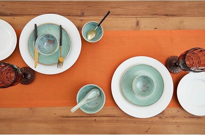 Solino Home Linen Pumpkin Table Runner 120 Inches Long - 100% Pure Linen 14 x 120 Inch Table Runner for Dining, Fall, Autumn, Halloween, Thanksgiving - Fete