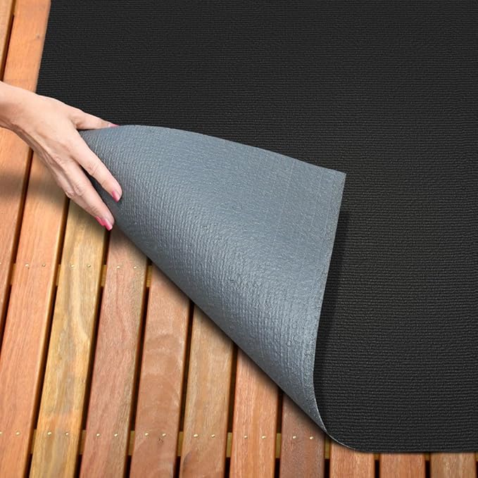 House, Home and More Indoor Outdoor Carpet with Rubber Marine Backing - Black - 6 Feet x 10 Feet - Durable, UV-Resistant - Adds Color and Comfort to Your Deck, Patio or Other Outdoor Rug Space.