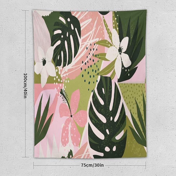ICMOLYYENLO Tropical Green Plant Tapestry, Green Palm Leaves Natural Landscape Print Wall Tapestry for Bedroom Living Room Dormitory 40x60 Inch