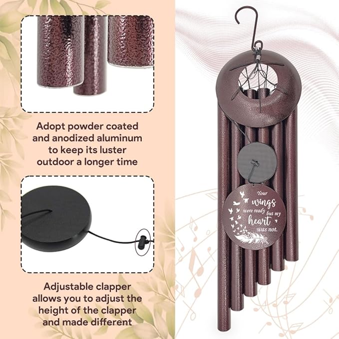 Wind Chimes Personalized, Metal Deep Tone Wind Chimes in Loving Memory, Custom Text for Loss of Loved Mom/Dad, Sympathy Gifts Wind Chime Memorial Gifts for Funeral Outdoor 36inch