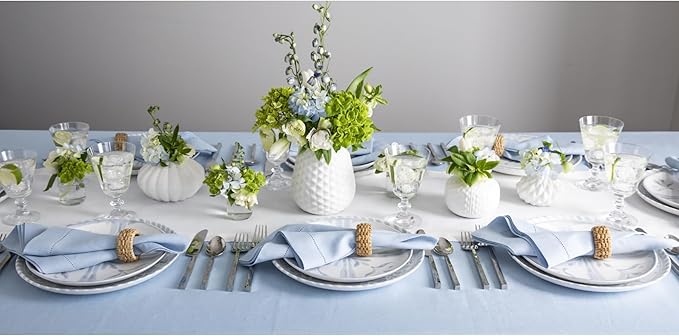 Solino Home Linen White Table Runner 36 Inches - Classic Hemstitch, 100% Pure Linen Coffee Table Runner 14 x 36 Inch Ideal for Dresser Tables - Fall, Autumn, Halloween, Thanksgiving