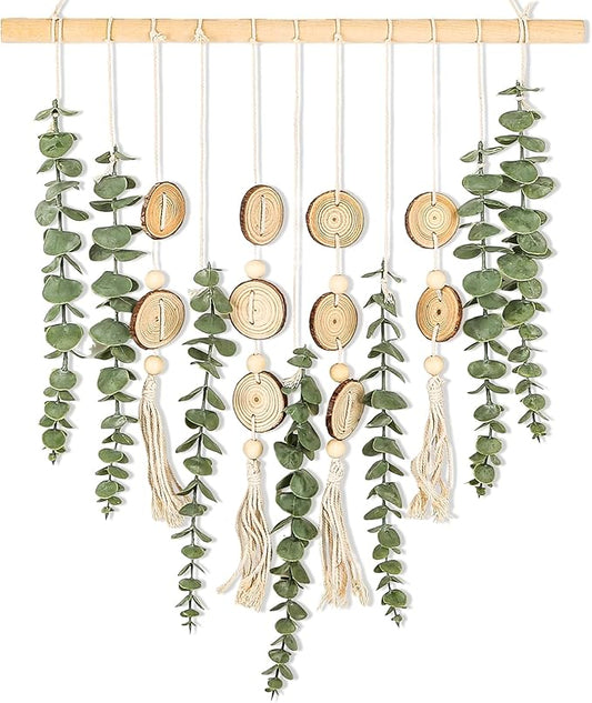 Artificial Eucalyptus Wall Decor Fake Greenery Leaves Stems Home Decor Wall Hanging Plants Boho Rustic Farmhouse Decor for Bedroom Kitchen Dining Room Livingroom Bathroom Livingroom (Small)