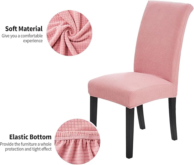 Joccun Chair Covers for Dining Room Set of 8, Dining Chair Slipcovers Stretch Dining Room Chair Covers Seat Protector,Washable Parsons Chair Cover for Home,Hotel,Banquet(Dusty Pink,8 Pack)