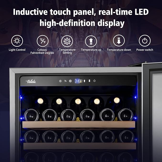 24 Inch Wine Cooler Refrigerator, 179 Bottles Professional Wine Cellars with Powerful Compressor,Quiet Operation and Elegant Design for The Wine Lovers
