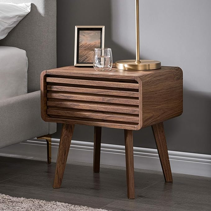 mopio Ensley Nightstand, Side Table, End Table, Mid Century Modern Nightstand with Drawer, Bedside Tables, Small Nightstands with Storage, for Living Room, Bedroom (Single)