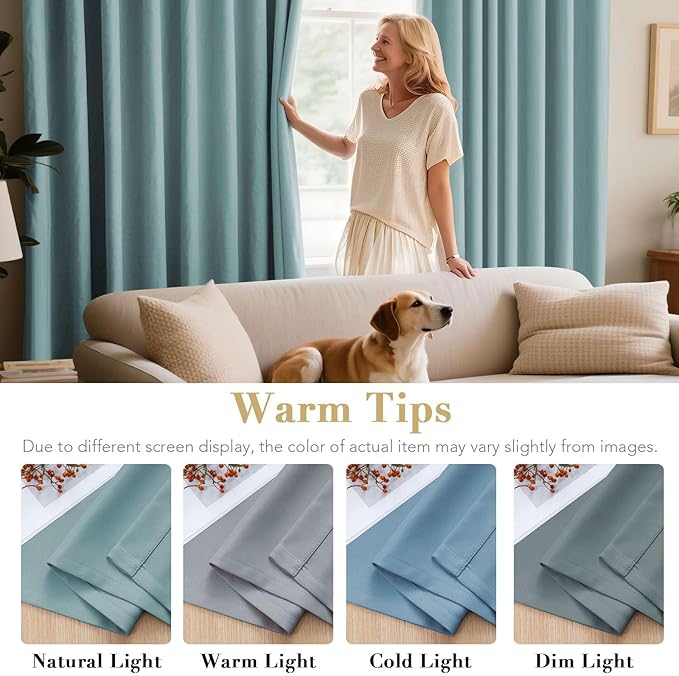H.VERSAILTEX Window Treatment Blackout Thermal Insulated Room Darkening Solid Grommet Curtains/Drapes for Bedroom (Set of 2 Panels,52 by 63 Inch Long, Mineral Blue)