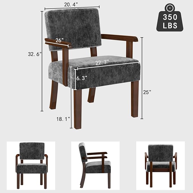 Accent Chair, Living Room Chairs Oversize with Soft Seat and Armrests for Living Room Dinning Room Bedroom Reading Room Waiting Room, AC01