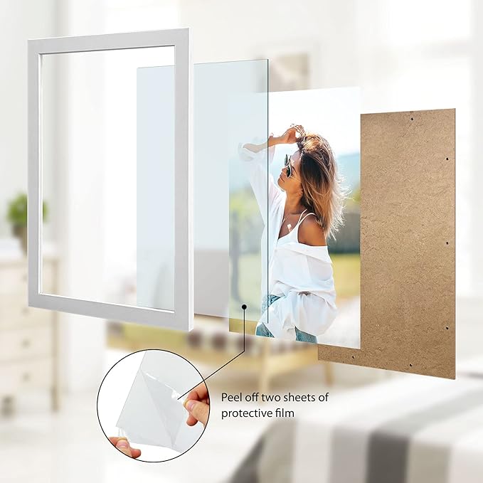 VCK 12x18 Inch Solid Wood Poster Frames with Wall Mounting Hanging Picture Frame Set of 3 White