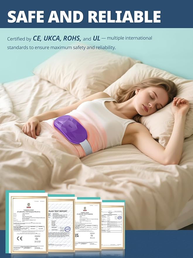Slimpal Portable Heating Pad for Period Cramps, Electric Cordless Back Belly Waist Heating Pad for Menstrual Cramp Relief, Rechargeable Wearable Heat Belt Gifts for Her Women Girl Wife, Dark Pink