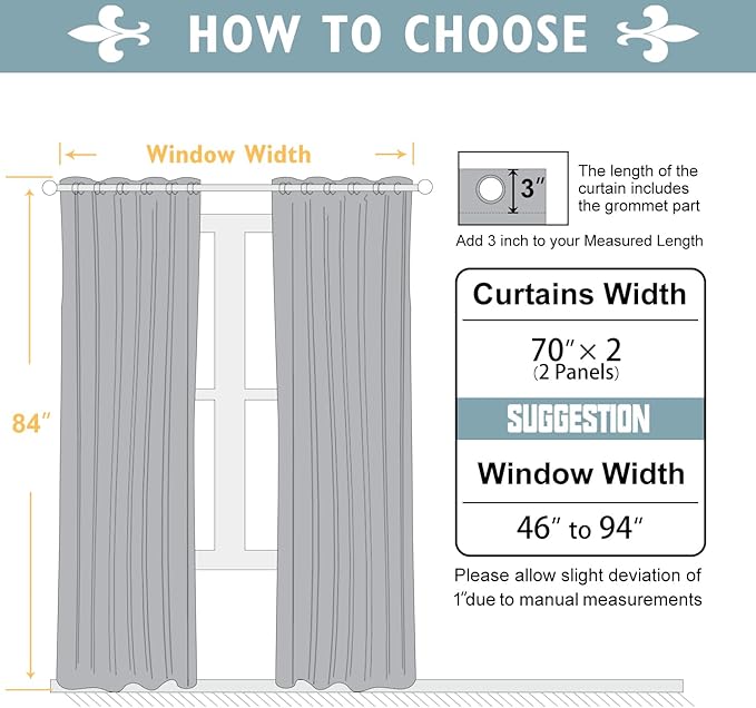 ChrisDowa Blackout Curtains 70 inches Wide for Bedroom - 2 Panels Set Extra Wide Grommet Thermal Insulated Room Darkening Curtains for Living Room (Navy Blue, 70 x 84 Inch)