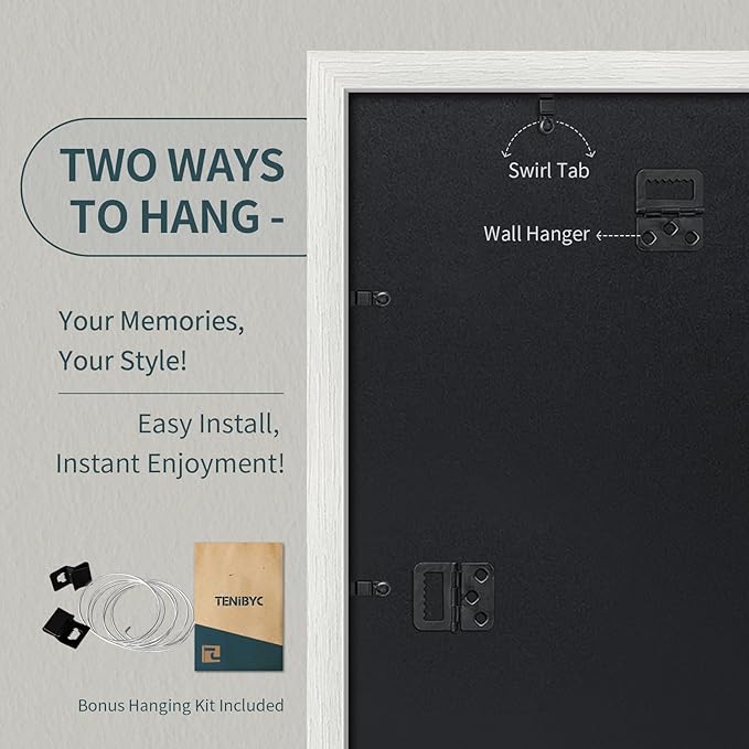 20x24 Picture Frame Set of 3, Textured White Solid Wood Poster Frame, Wall Gallery Frame